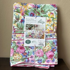 April Cornell Cotton Tablecloth Eternal Rose 70” Round Floral Spring New